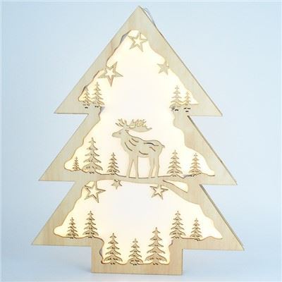 40CM WOODEN LIGHT UP CHRISTMAS TREE