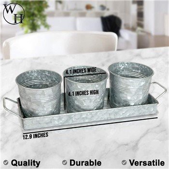 GALVANIZED FLOWER POTS SET