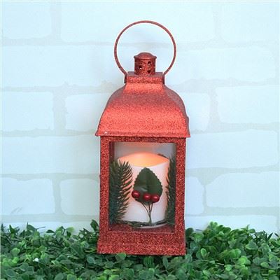 CHRISTMAS LANTERN WITH PINE NEEDLES